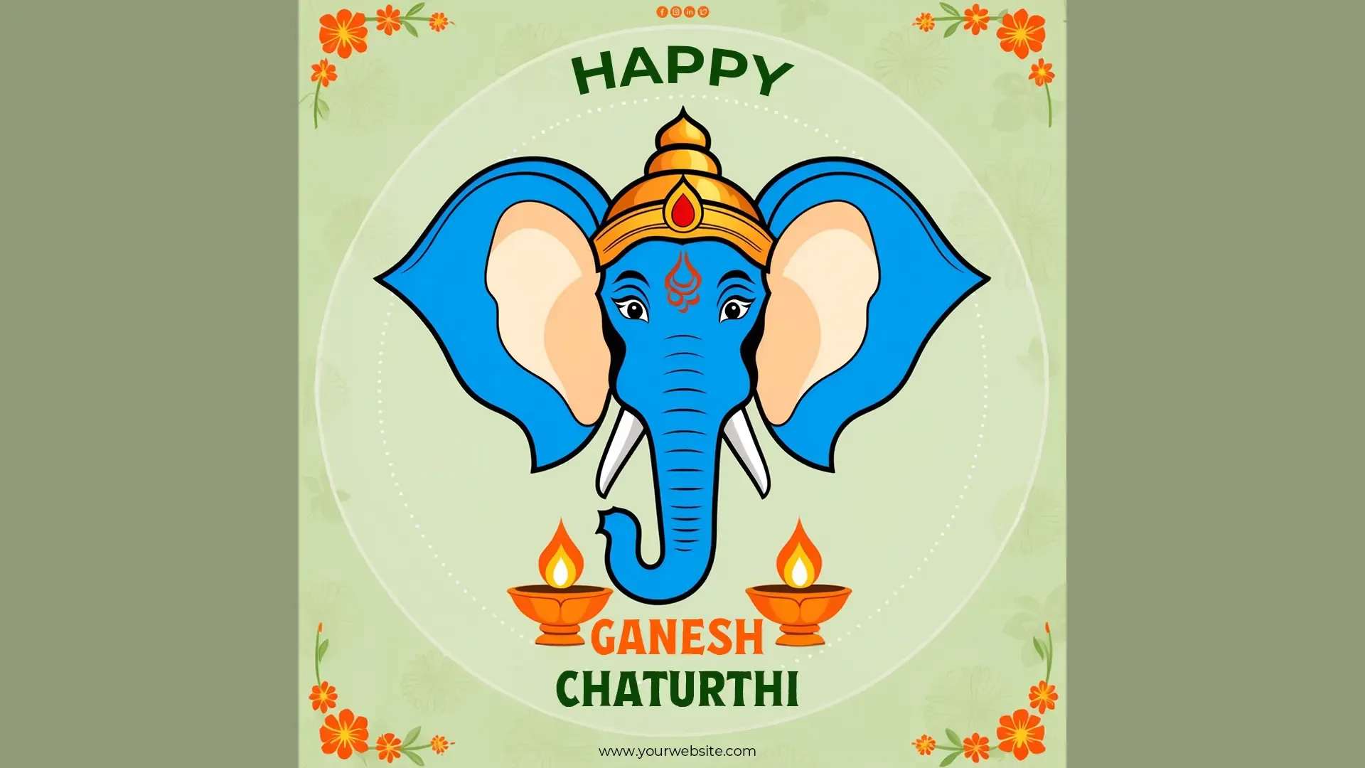 Fresh Ganesh Chaturthi Instagram Post Card